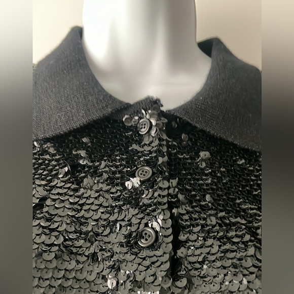 RALPH LAUREN 90s vintage polo sweater w/ black sequins and wool knit base M - Picture 12 of 16